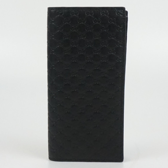 Gucci GG Micro ssima Bifold Black Wallet Long - Picture 1 of 7